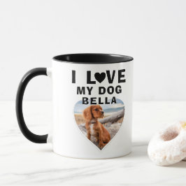 Caneca Eu amo meu nome de cachorro fotográfico cardíaco