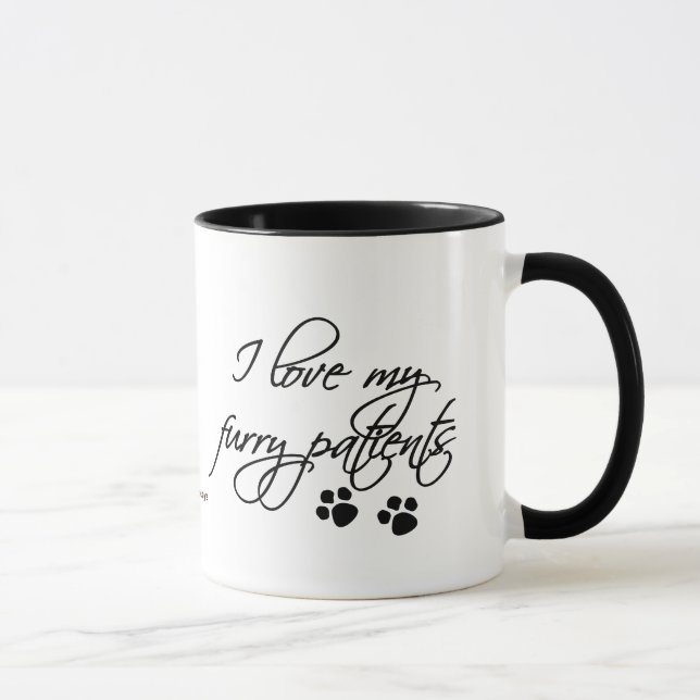 Caneca Eu amo meu peludo Paciente-com impressões da pata (Direita)