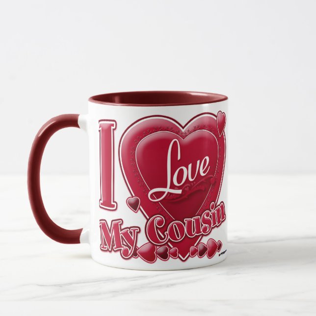 Caneca Eu amo meu primo vermelho (Esquerda)