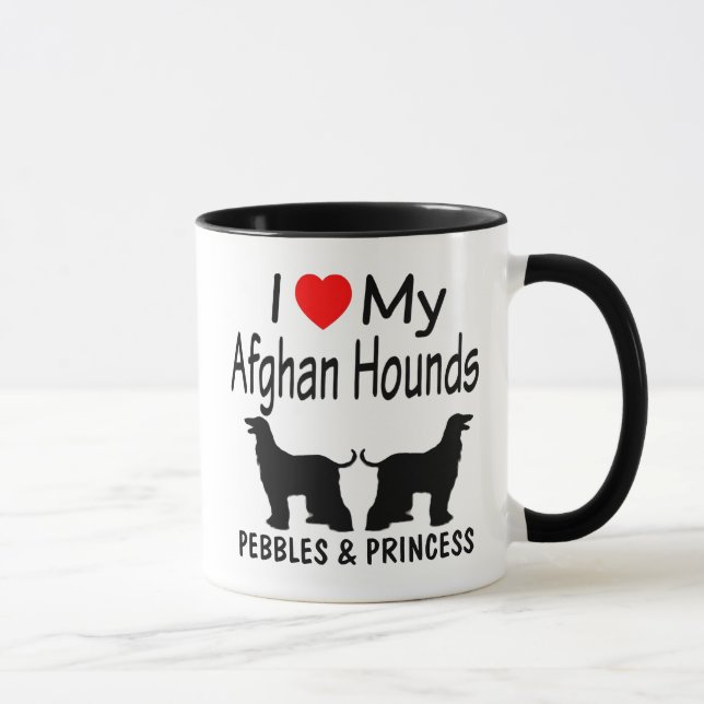 Caneca Eu Amo Meus Dois Cachorros Afegãos (Direita)