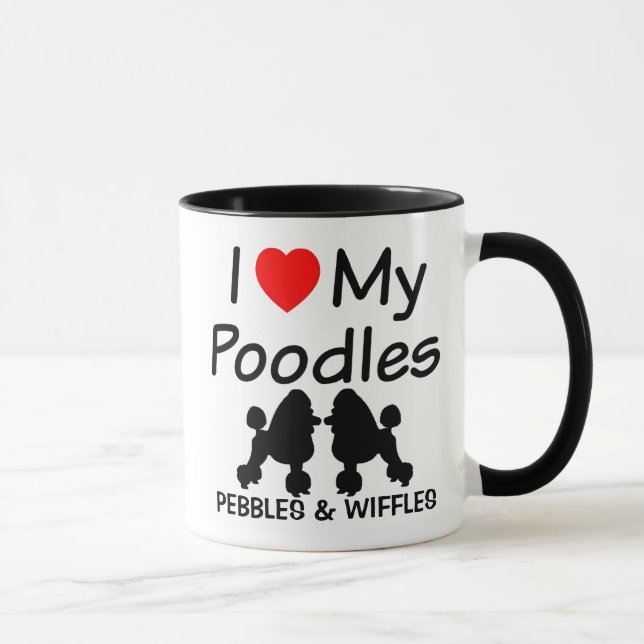 Caneca Eu Amo Meus Dois Cachorros De Poodle (Direita)