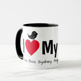 Caneca Eu Amo Meus Fids Canário Passarinho