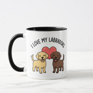 Caneca Eu Amo Meus Labradores – Amarelo Fofo & Cho