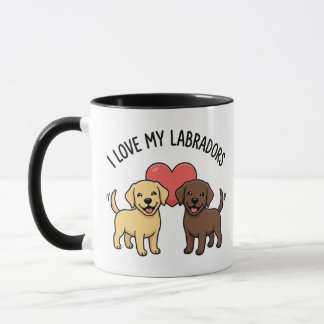 Caneca Eu Amo Meus Labradores – Amarelo Fofo & Cho