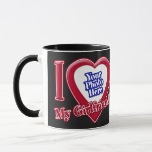 Caneca Eu Amo Minha Foto Namorada de Coração Vermelho Pre