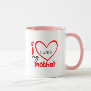 Caneca Eu Amo Minha Mãe Foto Dotada Clássica Mug, 11 oz C
