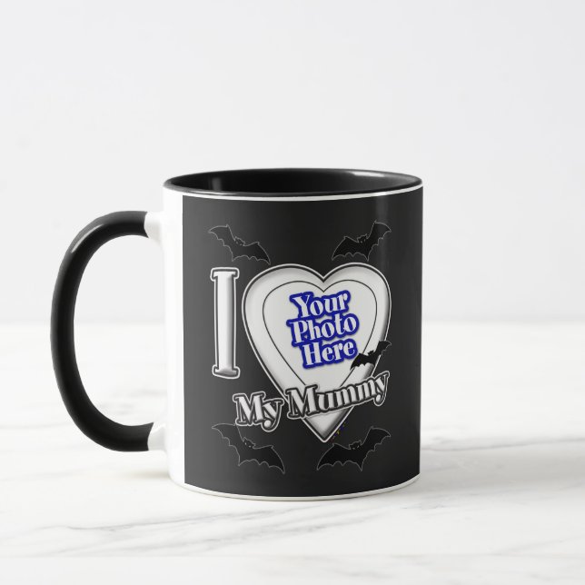 Caneca Eu Amo Minha Mamãe Com Sua Foto Com Bats Mug (Esquerda)