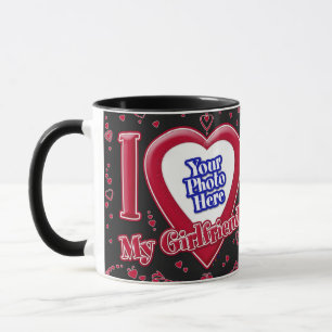 Caneca Eu Amo Minha Namorada Foto Corações Vermelhos Pret