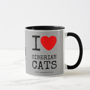 Caneca Eu amo o copo de café Siberian dos gatos