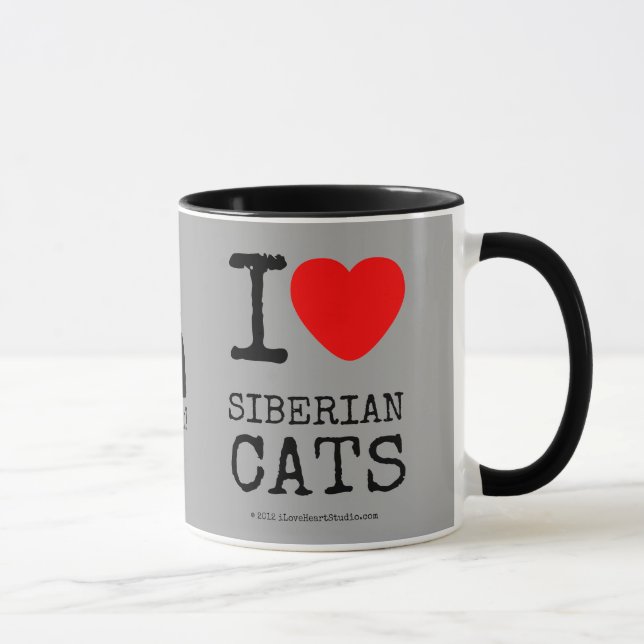 Caneca Eu amo o copo de café Siberian dos gatos (Direita)