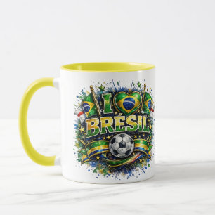 Caneca Eu amo o Fã de Futebol Brasil 2026