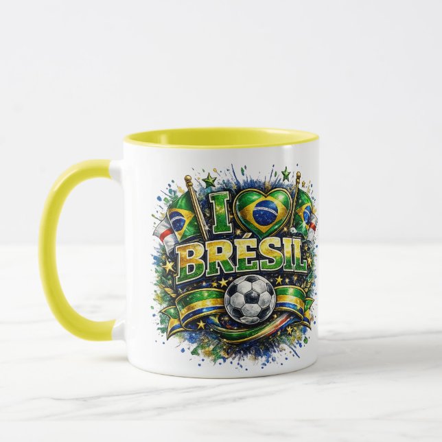 Caneca Eu amo o Fã de Futebol Brasil 2026  (Esquerda)