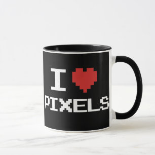 Caneca Eu amo o gamer 8bit retro pixelated pixéis do