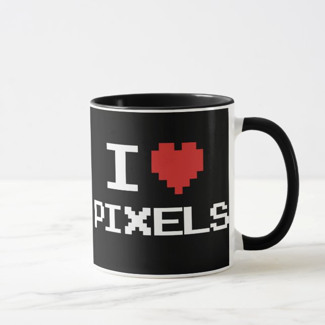 Caneca Eu amo o gamer 8bit retro pixelated pixéis do (Direita)