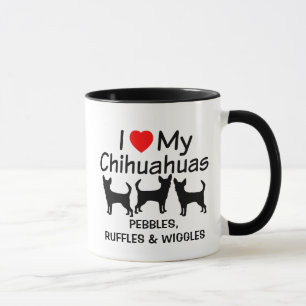 Caneca Eu Amo Os Meus Três Cães Chihuahua Mug