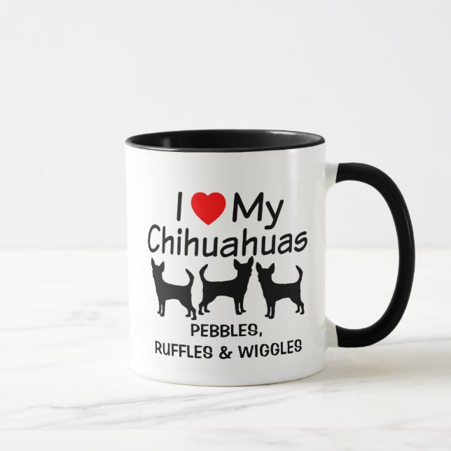 Caneca Eu Amo Os Meus Três Cães Chihuahua Mug (Direita)