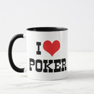 Caneca Eu Amo Poker de Coração - Amante do Texas Holdem