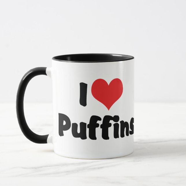 Caneca Eu Amo Puffins de Coração (Esquerda)