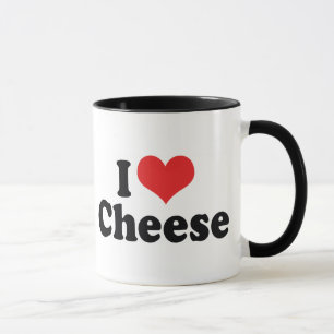 Caneca Eu Amo Queijo Coração - Amante de Laticínios