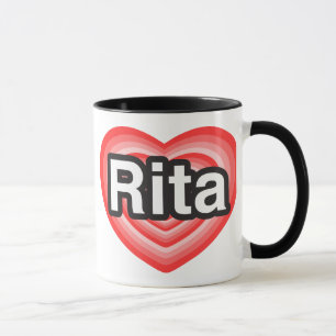 Caneca Eu amo Rita. Eu te amo Rita. Coração