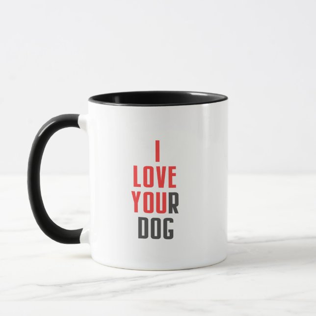 Caneca Eu Amo Seu Cachorro - Mensagem Oculta Divertida Eu (Esquerda)