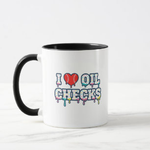 Caneca Eu Amo Verificações de Óleo Camisa Engraçada Mecân