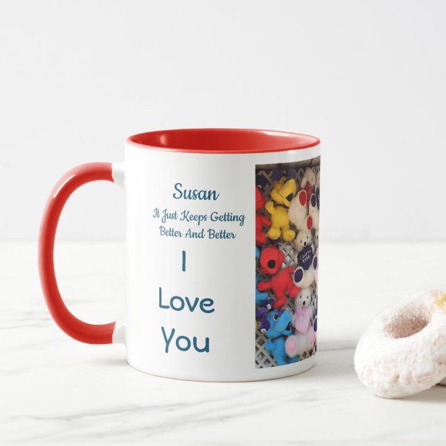 Caneca Eu Amo Você Aniversário Personalizado (Com Donut)