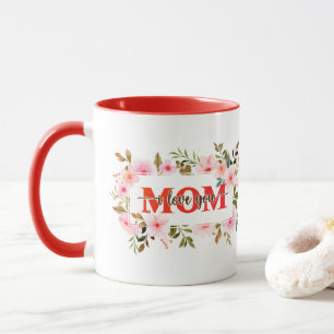 Caneca "Eu Amo Você MÃE" Rosas de Aquarela Rosa
