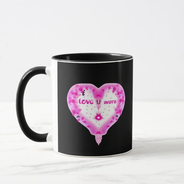 Caneca Eu Amo Você Mais Coração Rosa Romântico (Esquerda)