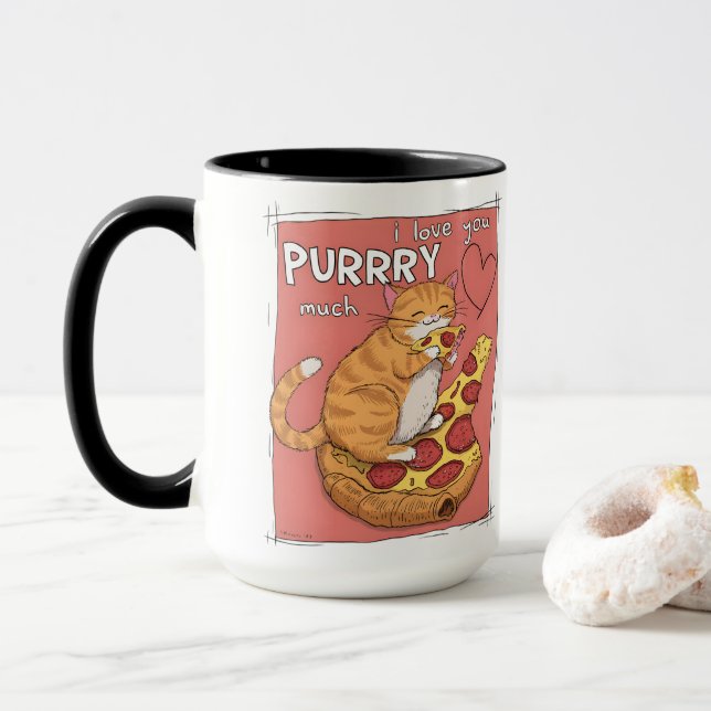Caneca Eu Amo Você Muito Gatinho Presente Divertido para  (Com Donut)
