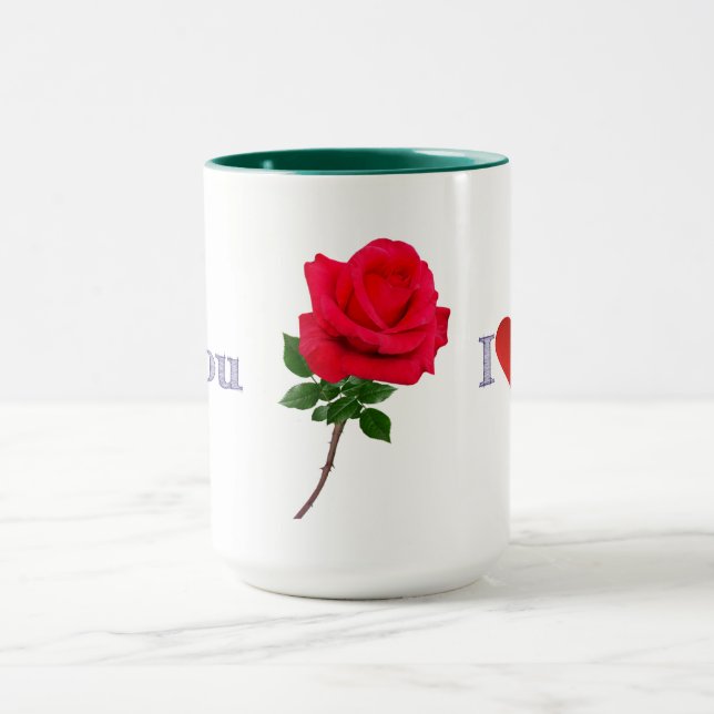 Caneca Eu Amo Você Rosa Vermelha Única Café Dois Tons (Centro)