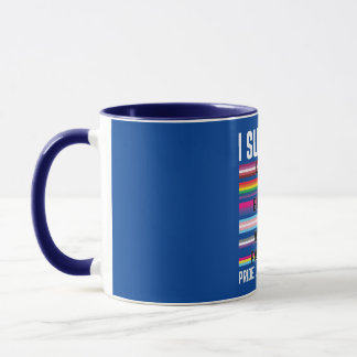 Caneca Eu apoio o painel assexual trans bissexual e Gay d