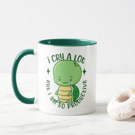 Caneca Eu Choro Muito, Mas Sou Produtivo Kawaii Turtle