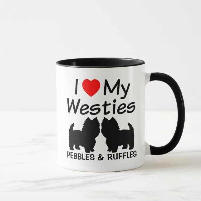 Caneca Eu Corto Os Meus Dois Cães Westie (Direita)