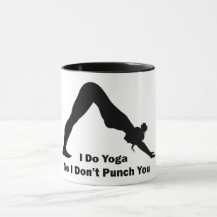 Caneca Eu faço yoga para não te socar imagem feminina