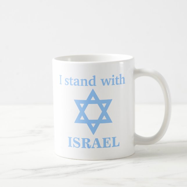 Caneca Eu fico com ISRAEL - Estrela Azul Clara de David (Direita)