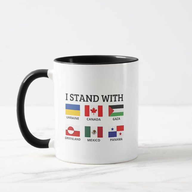 Caneca Eu fico com o Canadá México Gaza Ucrânia (Esquerda)