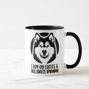 Caneca Eu Funciono Com Café & Drama De Malamute Para Dono