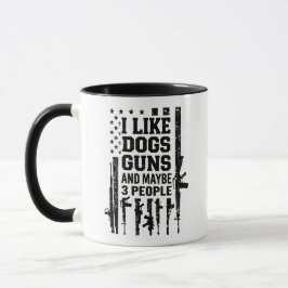 Caneca Eu Gosto de Cães, Armas e Talvez 3 Pessoas