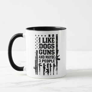 Caneca Eu Gosto de Cães, Armas e Talvez 3 Pessoas