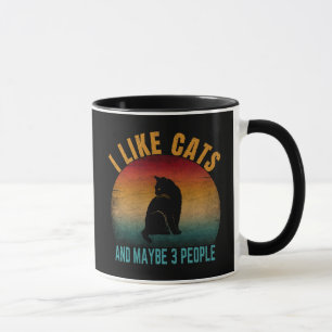 Caneca eu gosto de gatos e talvez 3 pessoas