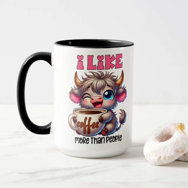 Caneca Eu Gosto Mais de Café do que de Pessoas  (Com Donut)