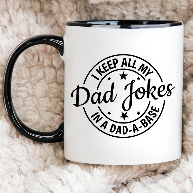 Caneca Eu guardo todas as minhas Piadas Pais em uma Piada (Criador carregado)