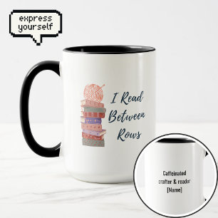 Caneca Eu Leio Entre as Linhas Amante de Crochê e Livros