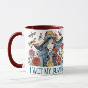 Caneca Eu Molhei As Minhas Plantas - Garota Com Rosas