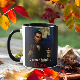 Caneca "Eu Nunca Bebo... Vinho" Humor De Vampiro
