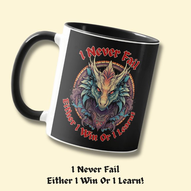 Caneca Eu nunca falho ou venço ou aprendo! de preto (Criador carregado)