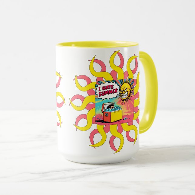 Caneca Eu Odeio o Verão! Ilustração Divertida em Estilo d (Frente Esquerda)