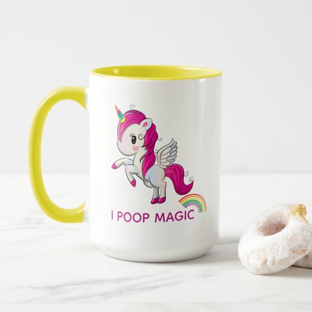 Caneca Eu Poop Magic Funny Unicorn Dizendo (Com Donut)