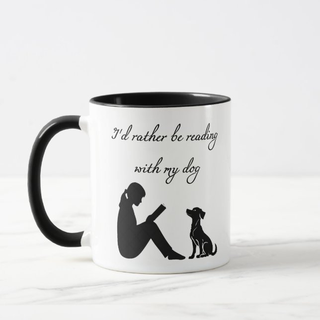 Caneca Eu preferiria estar lendo com meu cachorro (Esquerda)